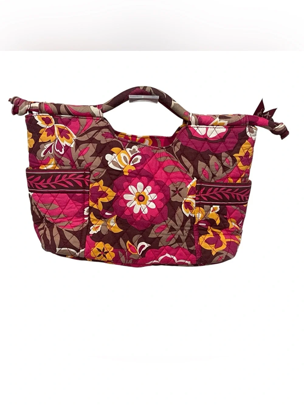 Vera Bradley Retired Gabby in Carnaby Top Handle Zip Quilted Floral Pink Purse